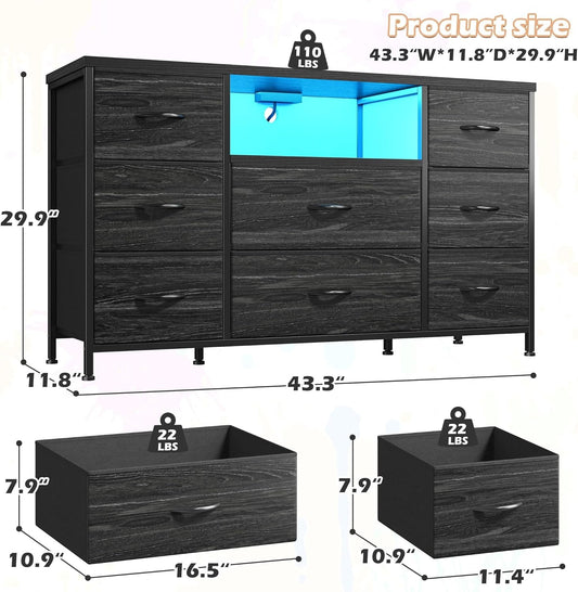 Contemporary Led Dresser Featuring 8 Spacious Drawers