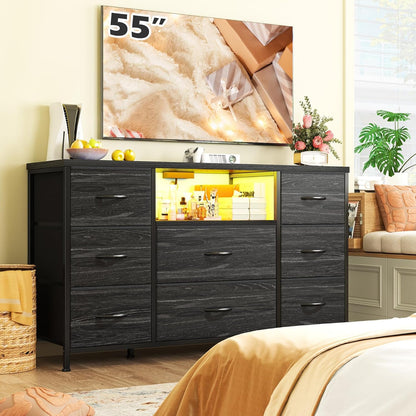 Contemporary Led Dresser Featuring 8 Spacious Drawers