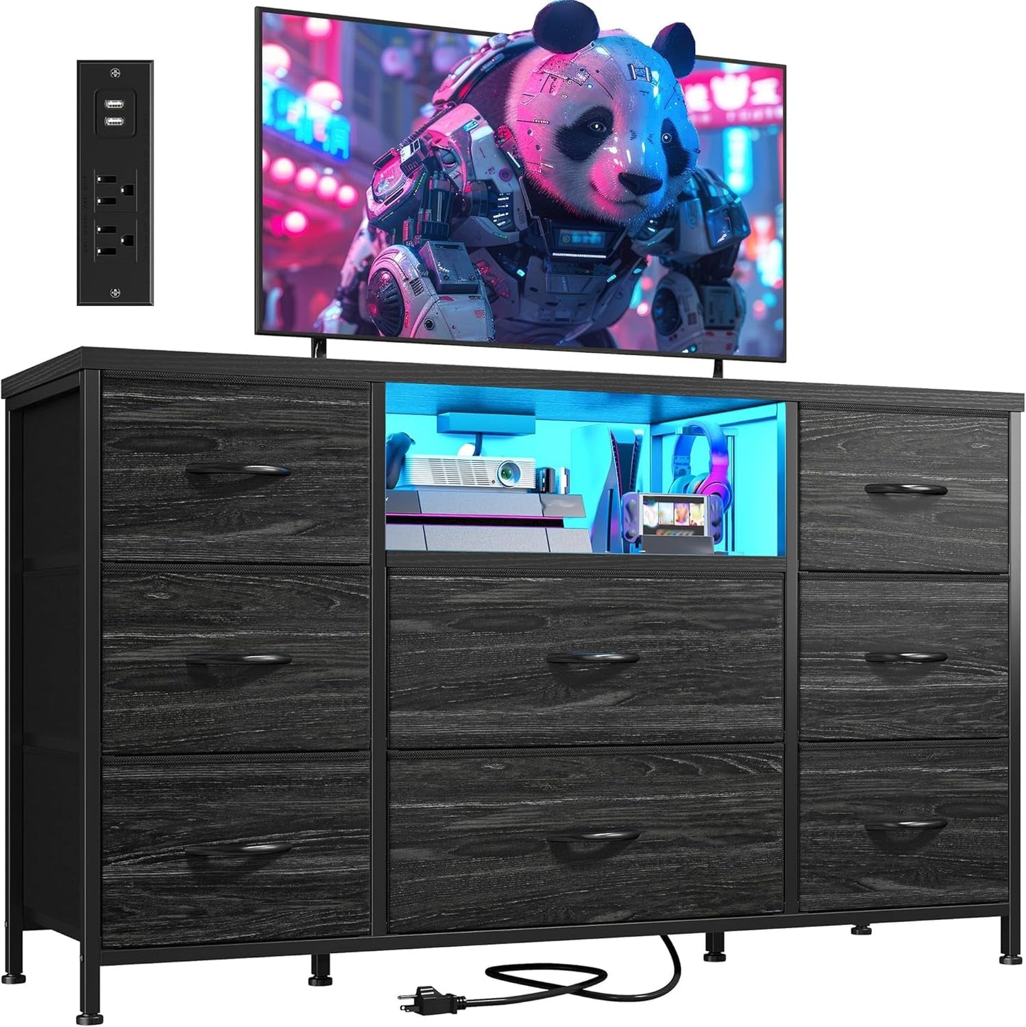 Contemporary Led Dresser Featuring 8 Spacious Drawers