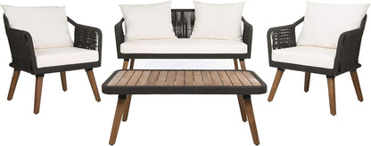 Outdoor Patio 4 Piece Eucalyptus Rope Furniture Set